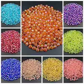 Прозрачные бусины «Симфония», вышитые вручную, цветные бусины, аксессуары, акриловые бусины «сделай сам», материал, круглые бусины AB 6/8 мм, 100/40 шт. 8mm розовый