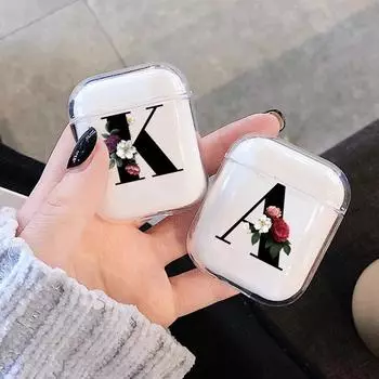 Прозрачные чехлы для AirPods 1 2 Мягкий чехол для наушников TPU Защитный чехол для Apple Airpods 1 2 Shell Letter Flowers AZ Capa For Airpods 1 or 2
