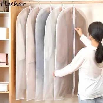 Прозрачные чехлы для одежды, бытовые, более толстые, водонепроницаемые, большой емкости, сумки для хранения одежды, подвешивание в шкафу, защитный чехол для дома 60x80cm