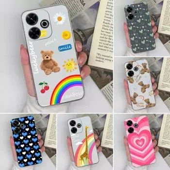 Прозрачные чехлы для Xiaomi Redmi 13 14C 14R Note 14 Pro Plus K70 Ultra K80 Pro A3 Pro A4 4G 5G Изысканный Радужный медведь Силиконовый противоударный чехол для Redmi Redmi 13 4G