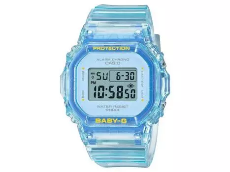 Прозрачные цифровые часы CASIO BABY-G BGD-565SJ-2JF, прозрачные синие, 37,9 мм