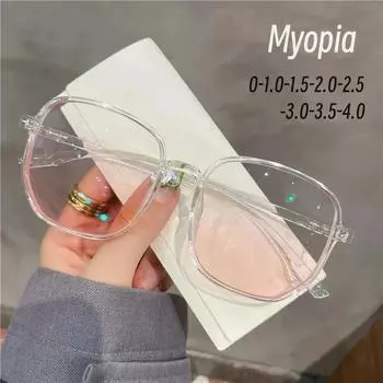 Прозрачные градиентные розовые очки для близорукости, женские модные антирадиационные очки, готовые очки для близорукости с минусовой диоптрией 0(anti-blue) прозрачный белый