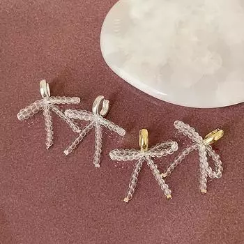 Прозрачные хрустальные бусины с пряжкой в виде банта женские простые нишевые легкие роскошные элегантные высокотемпераментные универсальные серьги