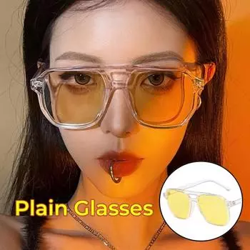 Прозрачные компьютерные очки, модные очки с большой оправой и двойным лучом, анти-синий свет, очки в стиле ретро, оптические очки