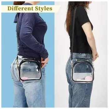 Прозрачные кошельки для женщин и девочек, сумка через плечо, одобренная стадионом, сумка из ПВХ с застежкой-молнией для спорта и концертов 1 чёрный