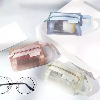 Прозрачные косметички на молнии для женщин, сетчатый держатель для губной помады, косметический держатель для хранения, органайзер Pocuh, нейлоновый чехол для монет, мини-сумки для денег