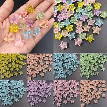 Прозрачные красочные 10 шт., аксессуары для изготовления ювелирных изделий, акриловая смола, блестящие большие звездные бусины, детские игрушки, заднее отверстие для колец для волос, аксессуары фиолетовый