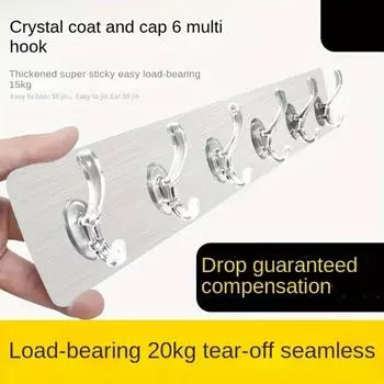 Прозрачные крючки, пластиковые крючки для одежды, кухня, ванная комната, шесть рядов крючков, настенный крючок без перфорации, аксессуары для вешалки для полотенец для ванной комнаты прозрачный