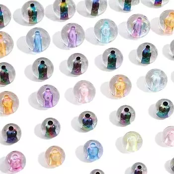 Прозрачные круглые бусины со ледяным покрытием из акрила для изготовления ювелирных изделий своими руками, ожерелья, браслета, серьг 10mm разноцветный