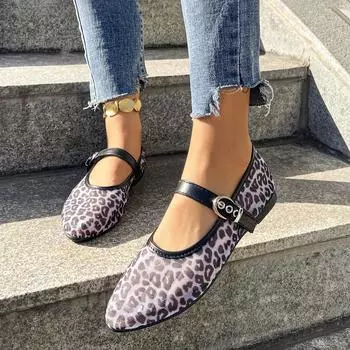 Прозрачные кружевные балетки женские модные балетки с леопардовым принтом сетчатые балетки женские фирменные элегантные лоферы из марли 36