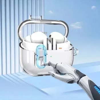 Прозрачные ледяные кристаллы с предохранительной защелкой для Samsung Galaxy Buds3Pro Galaxy Buds3 TPU+PC Противоударный чехол для наушников с крючком For Buds 3 Case прозрачный
