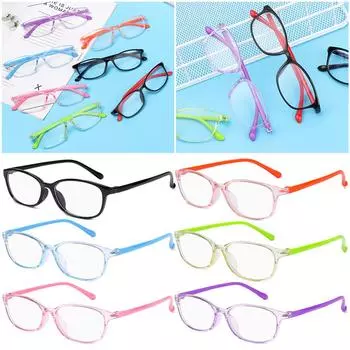 Прозрачные линзы, антирадиационные, для мальчиков и девочек, анти-синий свет, квадратные компьютерные очки, детские очки, защитные очки оранжевый