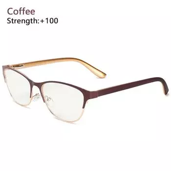 Прозрачные линзы, ретро полукадровые очки для чтения, оптические очки, очки для дальнозоркости, очки для пресбиопии coffee-+100