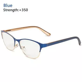 Прозрачные линзы, ретро полукадровые очки для чтения, оптические очки, очки для дальнозоркости, очки для пресбиопии blue-+350