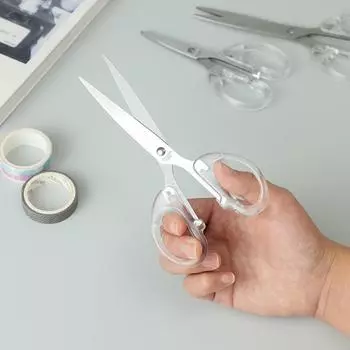 Прозрачные маленькие бытовые ножницы для художника, офисные ножницы из нержавеющей стали, ручные портные, студенческие канцелярские принадлежности, кухонные ножницы для резки бумаги Small 12.5*7cm прозрачный