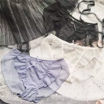 Прозрачные марлевые сексуальные женские трусики с низкой посадкой и милым бантом One Size белый