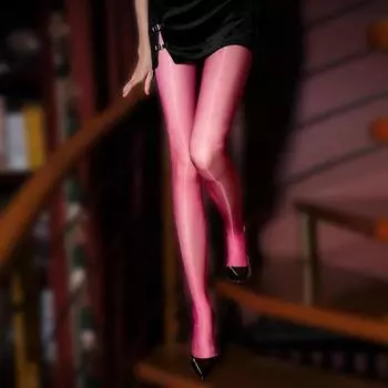 Прозрачные маслянистые блестящие прозрачные колготки, чулки, колготки One size-Crotch Closed телесный