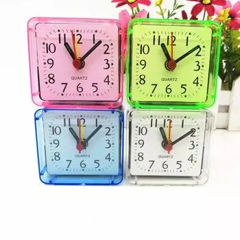 Прозрачные мини-настольные часы с тихим квадратным будильником, маленький будильник на прикроватной тумбочке белый