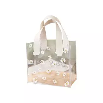 Прозрачные многоцелевые сумки для покупок с принтом в виде ромашек, без застежки, складная и водостойкая сумка-тоут высокого качества S красный