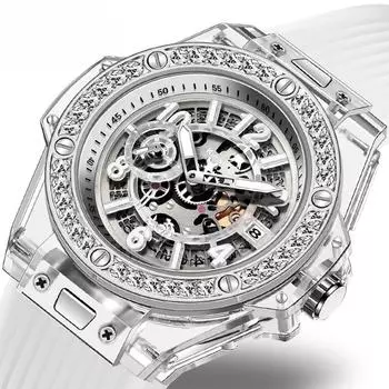 Прозрачные модные часы мужские и женские парные часы водонепроницаемые силиконовые кварцевые часы с календарем