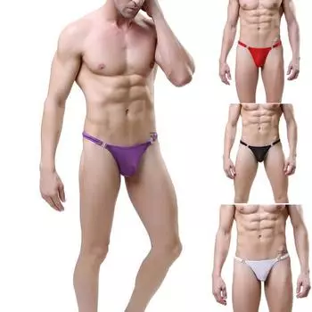 Прозрачные мужские стринги для медового месяца, однотонные сексуальные трусы-стринги с Т-образным вырезом