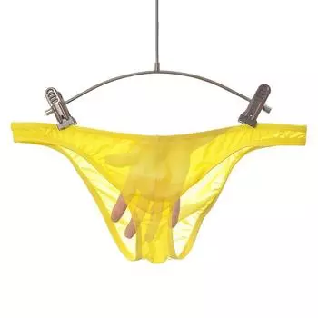 Прозрачные мужские трусы с низкой талией, ультратонкие стринги из ледяного шелка, сексуальный бандаж L