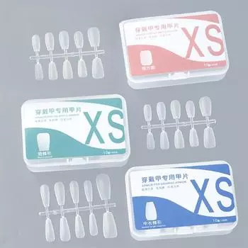 Прозрачные накладные ногти с полным покрытием, ультратонкие накладные ногти ручной работы с футляром для маникюрных салонов Diy Nail XS H109-44