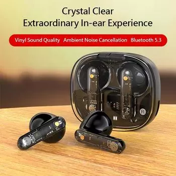 Прозрачные наушники Bluetooth, вкладыши, настоящая беспроводная связь, длительный срок службы, цифровой дисплей, беспроводные наушники со встроенным зарядным отсеком