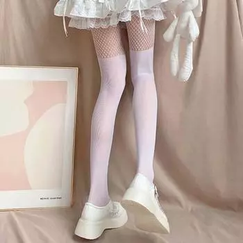 Прозрачные нейлоновые сетчатые колготки женские колготки анти-крючок женские накладные средние чулки black-short tube