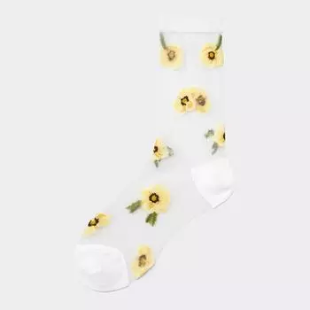 Прозрачные носки GU by Uniqlo с цветочным узором
