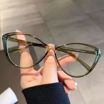 Прозрачные очки «кошачий глаз» с защитой от синего света, женские очки высокой четкости, новая модная винтажная большая оправа для очков
