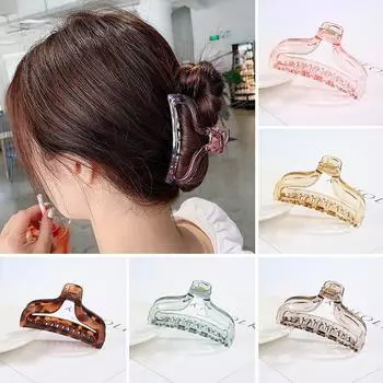 Прозрачные однотонные женские когти для волос, модные акриловые заколки для волос, заколка для девочек, аксессуары для волос кофейный