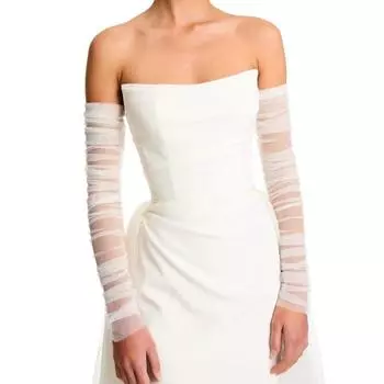 Прозрачные перчатки невесты, свадебные перчатки, длиной до локтя, без пальцев, со съемными рукавами, девичник, женские рукава, vm20A