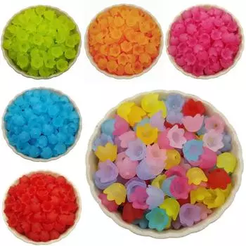 Прозрачные принадлежности для самостоятельного изготовления, колпачки для матовых бусин, материал ручной работы, шесть лепестков, аксессуары для цветов для изготовления ювелирных изделий, соединители для бусин-разделителей 40Pcs жёлтый