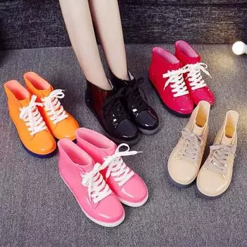 Прозрачные резиновые сапоги, водонепроницаемая обувь, модные резиновые лодки для женщин, повседневные рабочие сапоги длиной до щиколотки и голени для рыбалки в дождливые дни876 35