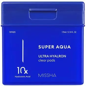 Прозрачные салфетки Missha Super Aqua Ultra Hyalon Clear Pad 170 мл, 70 шт., 1 шт.