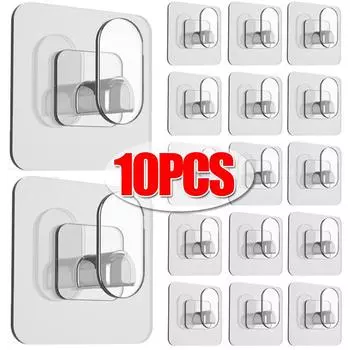 Прозрачные самоклеящиеся настенные крючки, вешалки, ключница, держатель для полотенец, органайзер для ванной комнаты, кухонные прочные клейкие настенные крючки