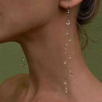 Прозрачные серьги-капельки, Хрустальные серьги-капельки, Ожерелье-капелька, Свадебная вечеринка Earring A