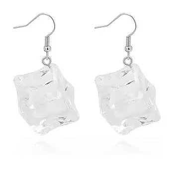 Прозрачные серьги в форме хрустального льда, геометрические крючки, высококачественные аксессуары One Size