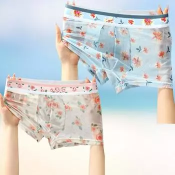 Прозрачные сексуальные сетчатые боксеры, дышащие, модные, индивидуальные, Yong Man, ананас, цветок, тонкие, обтягивающие, 6XL, большой размер, нижнее белье L