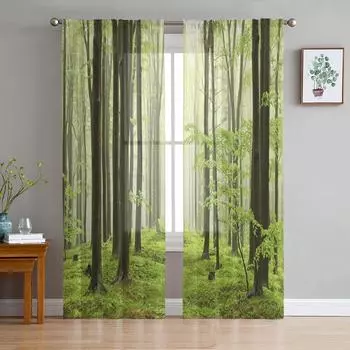 Прозрачные шторы Mountain Forest для украшения гостиной, оконные шторы для кухни, тюль, вуаль, органза, шторы W135 x H115cm x1