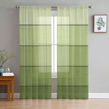 Прозрачные шторы с зеленым градиентом и текстурой под дерево для украшения гостиной, оконные шторы для кухни, тюль, вуаль, шторы из органзы W135 x H115cm x1