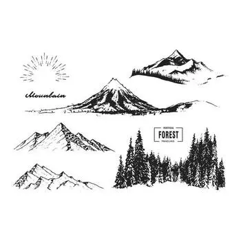 Прозрачные силиконовые прозрачные штампы с изображением вулкана, горного леса, дерева, для печати, DIY, скрапбукинг, альбом, бумажная карта, штамп для путешествий