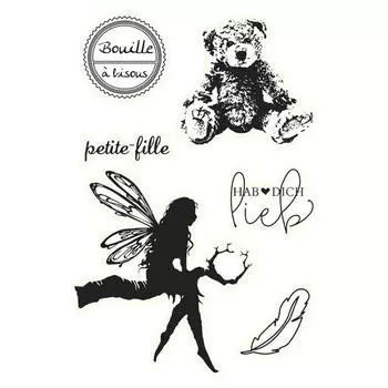 Прозрачные силиконовые штампы для девочек-феек, печать для альбома для скрапбукинга своими руками, декоративные листы, рамка, перо медведя