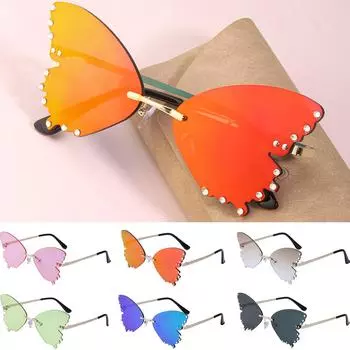 Прозрачные солнцезащитные очки Женские солнцезащитные очки Diamond Butterfly One Size чёрный
