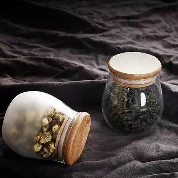 Прозрачные стеклянные герметичные банки для хранения продуктов питания, банка для специй, чая, бобов, конфет, бутылка с бамбуковой крышкой, портативная герметичная упаковка