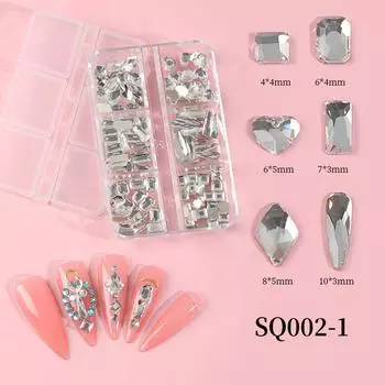Прозрачные Стразы для ногтей, хрустальные ногти, драгоценные камни, смешанные плоские стразы, бриллианты, драгоценные камни для самостоятельного дизайна ногтей 4