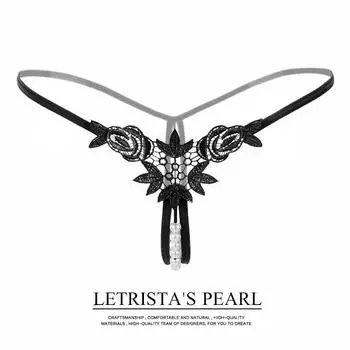 Прозрачные стринги с низкой посадкой и 3D жемчужным цветком One Size