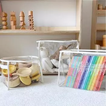 Прозрачные сумки для хранения одежды, одеяла, ПВХ, водонепроницаемые, блочные, корзина для хранения для дома и путешествий 35x30x30cm-1pc-square