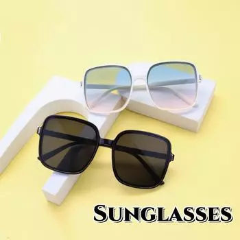 Прозрачные трендовые солнцезащитные очки в стиле ретро с защитой от ультрафиолета UV400 для улицы, квадратные солнцезащитные очки с градиентным декором, черные солнцезащитные очки AS THE PICTURE